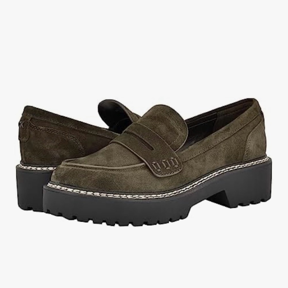 CALVIN KLEIN Women Suzie Suede Slip-on Lug Sole Loafer Dark Green Sz 5.5 - Picture 12 of 14